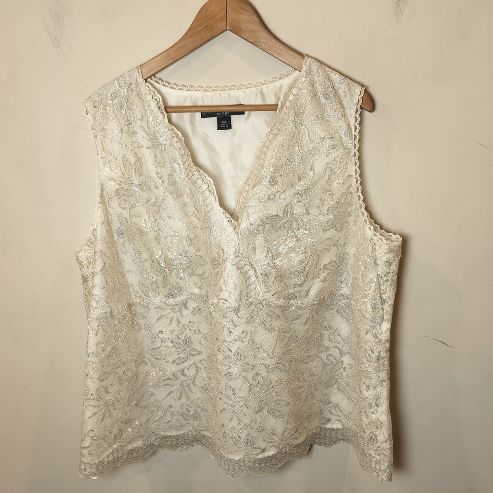 Josephine Chaus Floral Lace Top Surplice Shimmer Fairy Romance